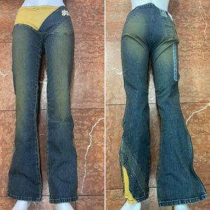 Women’s Straight Leg Jeans with Yellow Accent